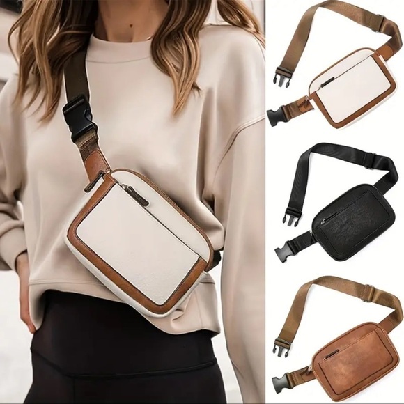 Stylish Vegan Leather Crossbody Waist Bag - Durable & Ultra-Lightweight - Picture 1 of 5